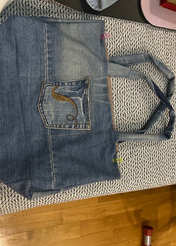 ÜNİVERSİTE İÇİN GENİŞ ENakış Detaylı Kot Kumaş Kadın ÇANTA - Görsel 2