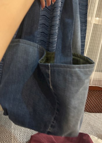 Kadın Kot Kumaş Fermuarlı El Çantası - Görsel 5