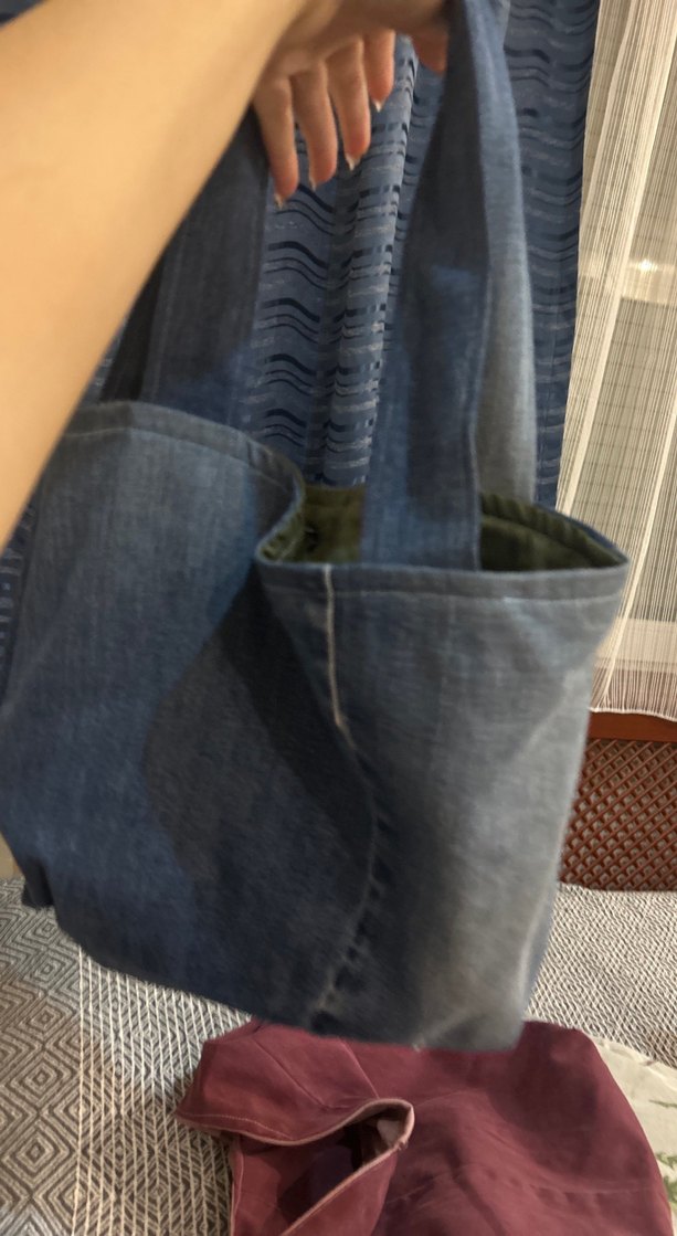 Kadın Kot Kumaş Fermuarlı El Çantası - Görsel 5