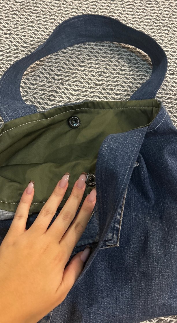 Kadın Kot Kumaş Fermuarlı El Çantası - Görsel 3