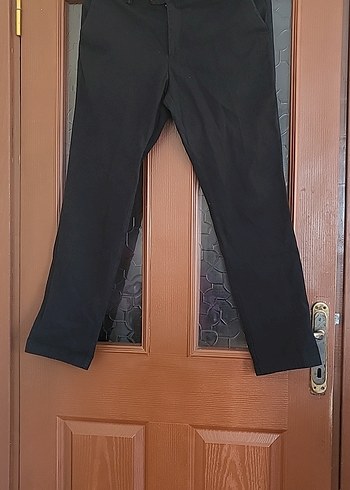 Siyah Erkek Ofis Pantolonu, Kemerli, Regular Fit
