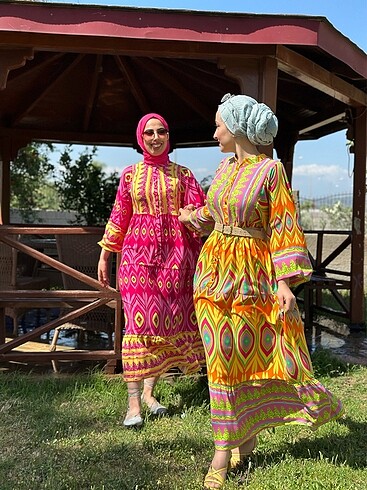 xs Beden çeşitli Renk Viskon desenli salaş elbise yazlık
