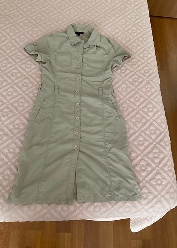 Düğmeli Kısa Kollu safari model Kadın Elbise