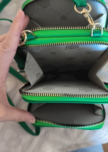 Kadın Yeşil Deri Çapraz Çanta - Görsel 3