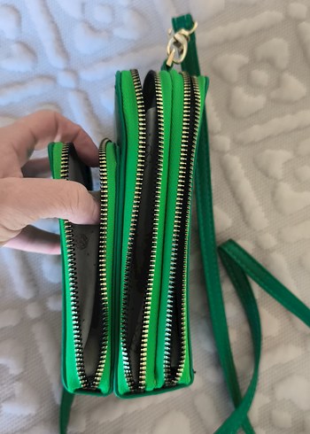 Kadın Yeşil Deri Çapraz Çanta - Görsel 6