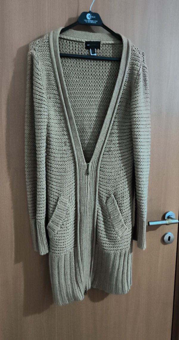 Mango 2007 üretim  Gri Örgü Midi Kadın depresyon hırkası - Görsel 5