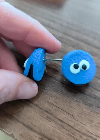 Mavi Renkli kurabiye canavarı kil Küpe - Görsel 2