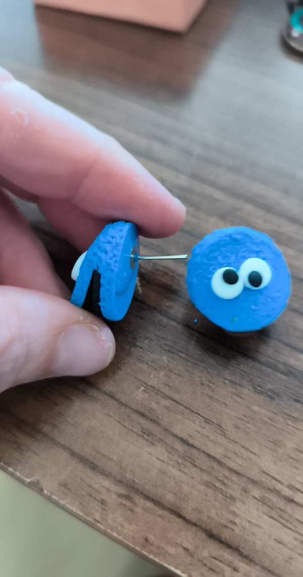 Mavi Renkli kurabiye canavarı kil Küpe - Görsel 2