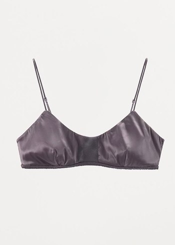 s Beden gri Renk ZARA FİTİLLİ SATEN BRALET