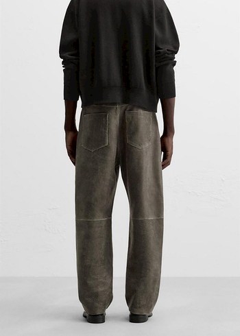 Zara ZARA %100 DERİ YIKANMIŞ EFEKTLİ PANTOLON