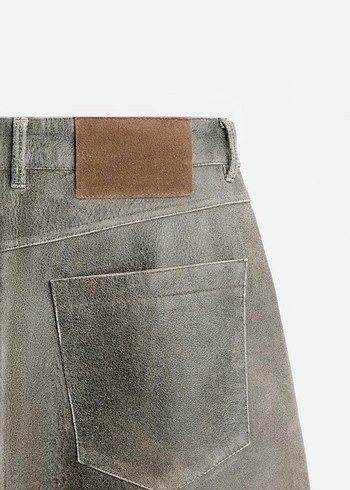34 Beden ZARA %100 DERİ YIKANMIŞ EFEKTLİ PANTOLON