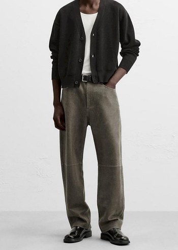 ZARA %100 DERİ YIKANMIŞ EFEKTLİ PANTOLON