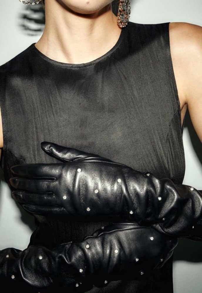 ZARA SWAROVSKİ TAŞLI DERİ ELDİVEN - Görsel 2