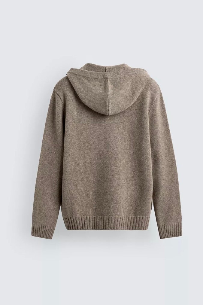 ZARA YÜN KAPÜŞONLU TRİKO KAZAK - Görsel 5