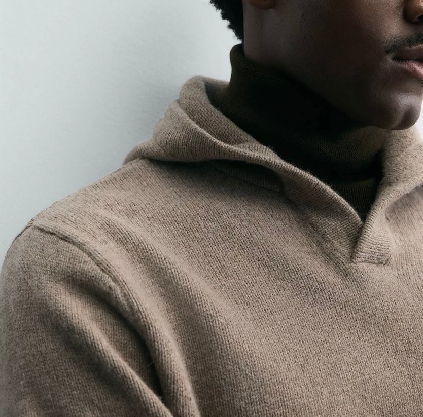 ZARA YÜN KAPÜŞONLU TRİKO KAZAK - Görsel 3