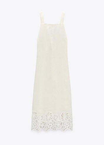 Zara ZARA Dantelli Keten Elbise