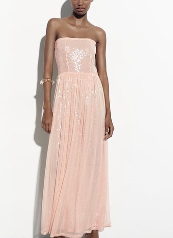 ZARA PAYETLİ TRİKO ELBİSE