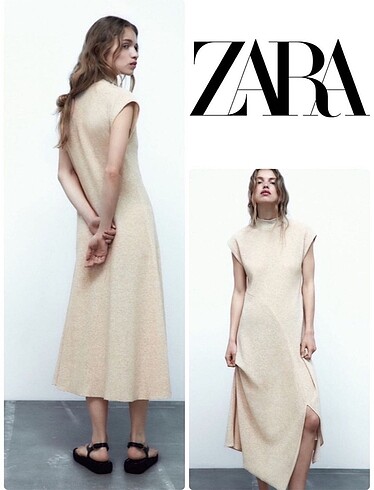 Zara ZARA METALİK İPLİKLİ ELBİSE