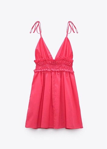 l Beden pembe Renk ZARA Büzgülü Mini Elbise