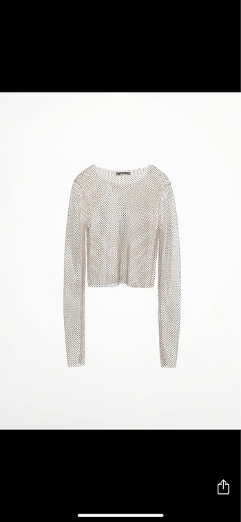m Beden ZARA PARLAK TAŞLI FİLE CROP TOP