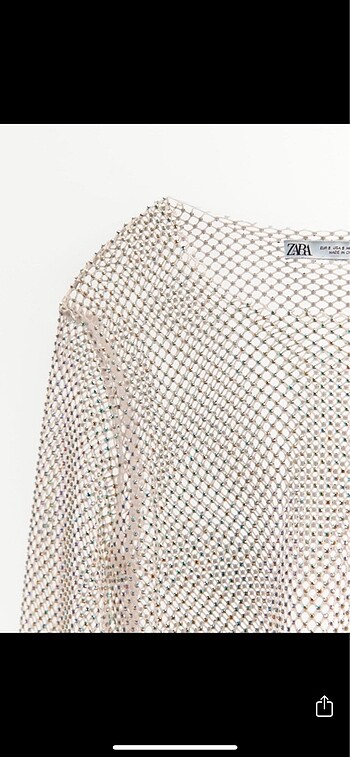 m Beden camel Renk ZARA PARLAK TAŞLI FİLE CROP TOP