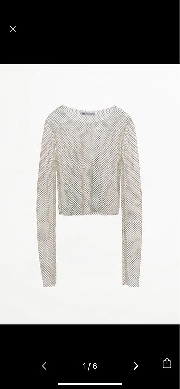 Zara ZARA PARLAK TAŞLI FİLE CROP TOP