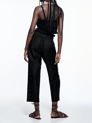 Zara FİSTO İŞLEMELİ PAPERBAG PANTOLON