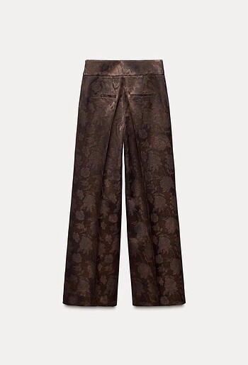 xl Beden kahverengi Renk ZARA İPEK KARIŞIMLI JAKARLI PANTALON
