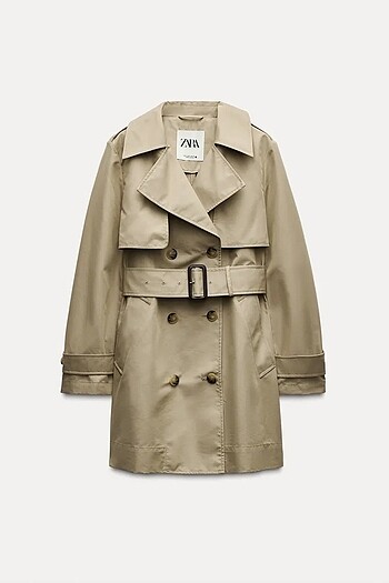 ZARA SU GEÇİRMEZ KEMERLİ TRENÇKOT