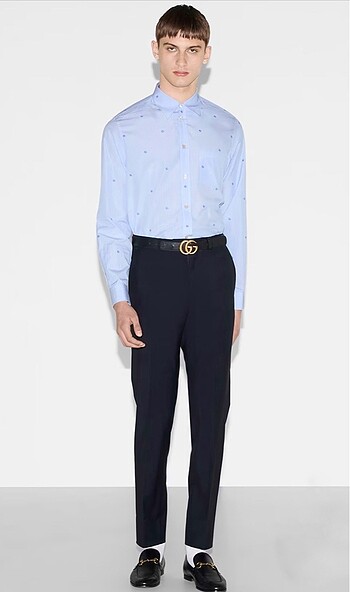 m Beden mavi Renk GUCCİ ÇİZGİLİ PAMUKLU POPLİN GÖMLEK