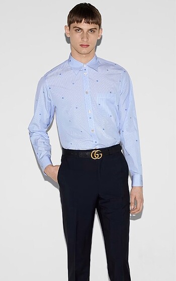 Gucci GUCCİ ÇİZGİLİ PAMUKLU POPLİN GÖMLEK
