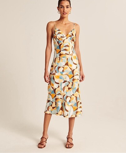 Abercrombie & Fitch Saten Midi Elbise
