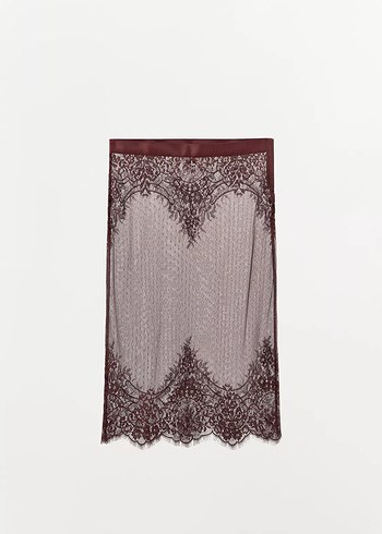xl Beden ZARA DANTEL MİDİ ETEK