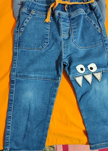 1,5 Yaş Beden Mavi Denim Bebek Erkek Takım