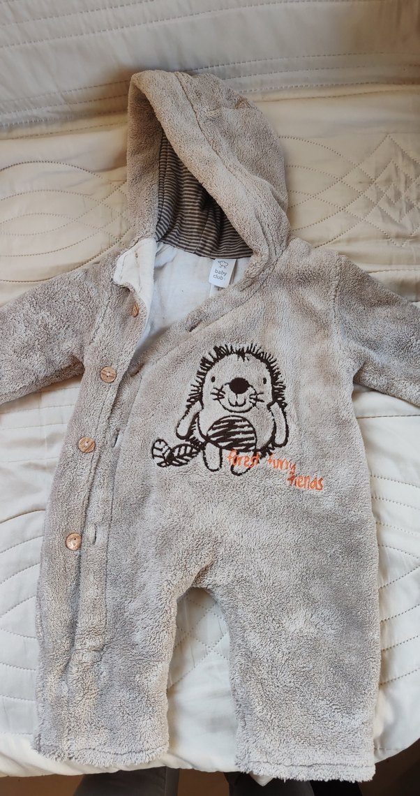 Gri Kapüşonlu Bebek Tulumu - Görsel 2