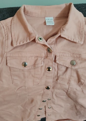 Kız Çocuk Pembe Keten Düğmeli Ceket - Görsel 2