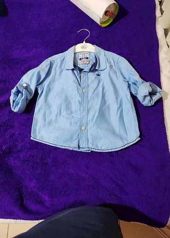 12-18 Ay Beden mavi Renk Erkek Çocuk Mavi Denim Gömlek