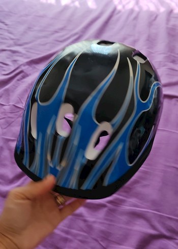 Mavi Baskılı Biker Kask Velcro Özellikli - Görsel 4
