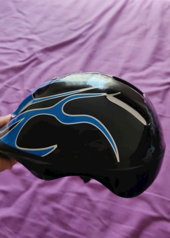 Mavi Baskılı Biker Kask Velcro Özellikli - Görsel 5