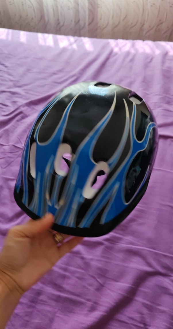 Mavi Baskılı Biker Kask Velcro Özellikli - Görsel 4