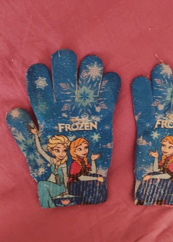 Kız Çocuk Renkli Frozen Baskılı Örme Eldiven - Görsel 3