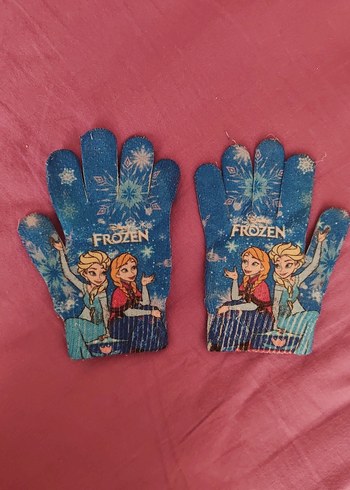Kız Çocuk Renkli Frozen Baskılı Örme Eldiven - Görsel 2