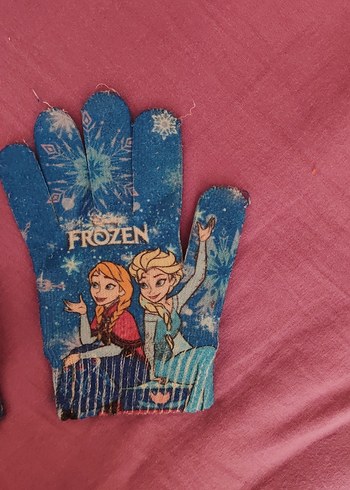 Kız Çocuk Renkli Frozen Baskılı Örme Eldiven - Görsel 4