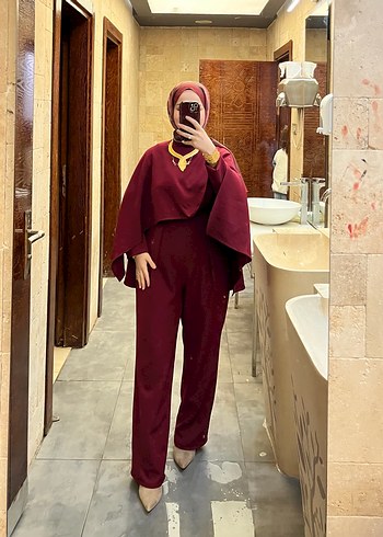 Bordo Uzun Kollu Bohem Tarzı Kadın Elbise - Görsel 3