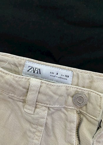 8 Yaş Beden ten rengi Renk Bej Mini Pilili Pamuklu Şort