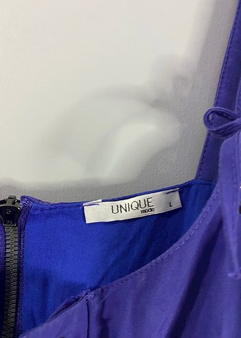 l Beden Mor Askılı Uzun Elbise