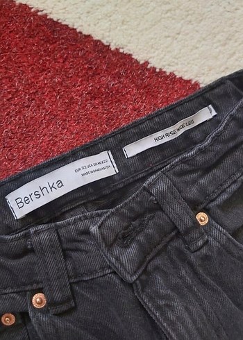 Bershka Gri Düğmeli Bol Kesim Midi Kot Pantolon
