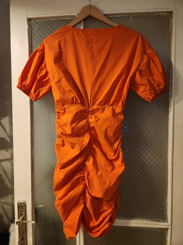 Turuncu Drapeli Midi Elbise xs-s - Görsel 2