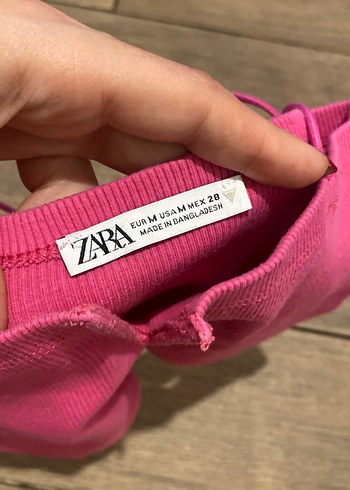 Zara Zara Pembe Mini Crop Top Fermuarlı İnce Askılı