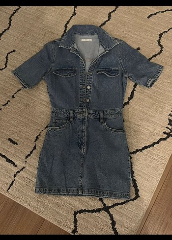 MANGO Düğmeli Kısa Kollu Kadın Denim ELBİSE